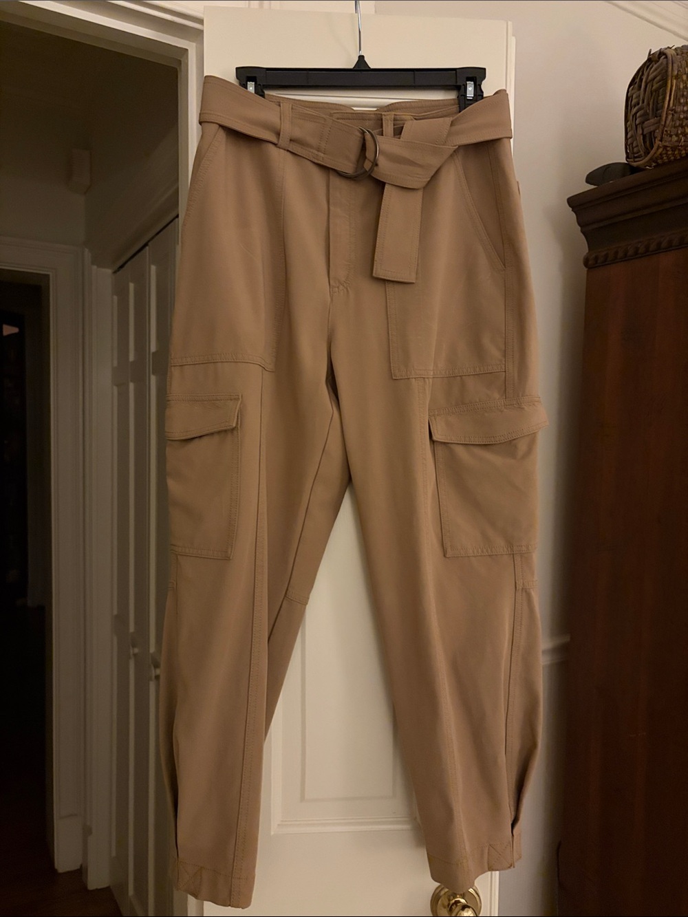 Banana Republic Tan Cargo Joggers with Self-Tie Belt